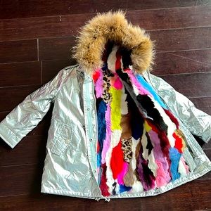 Girls parka real fur (rabbit )